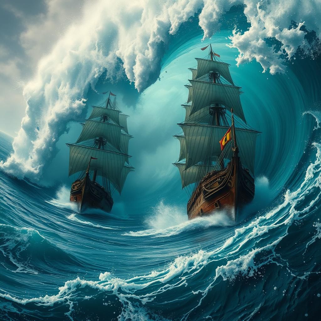 Spanish Fleet in Apocalyptic Storm, Turner-Beksiński Style