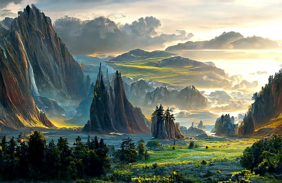 Majestic Natural Vista Painting in Colorful Style