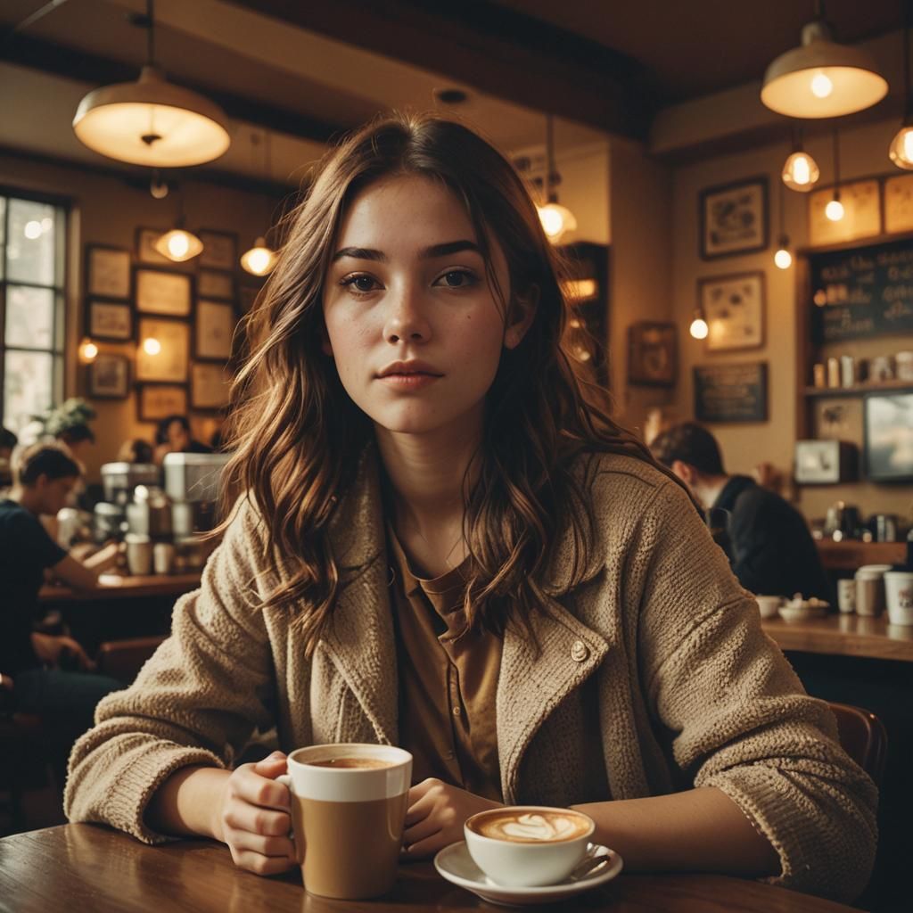 Cozy Coffee Shop Film Still of a Teen Girl