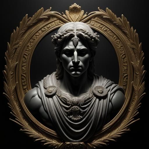 Monochrome Greek God Portrait in Hyper-Realistic Detail