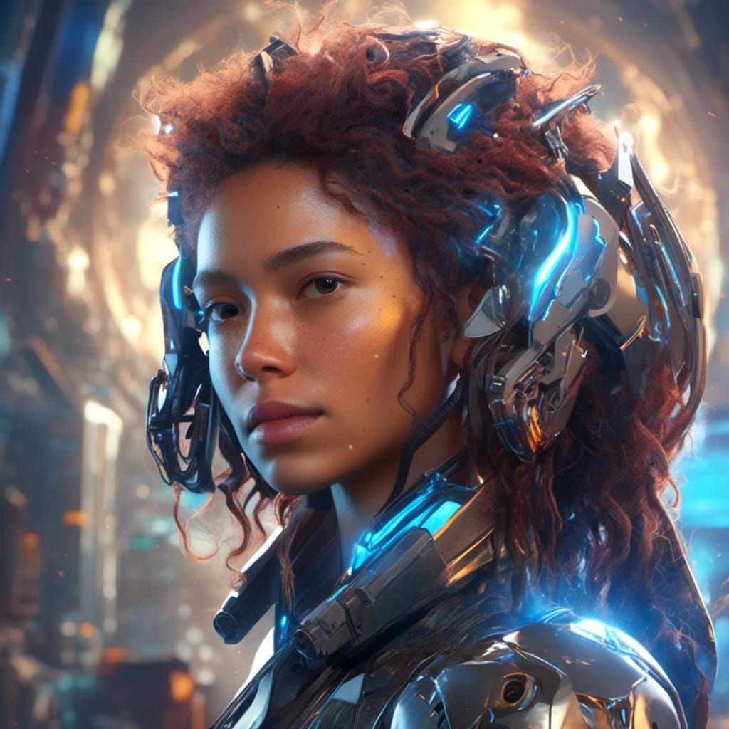 Cyborg Pet Portrait in Hyperdetailed Digital Art