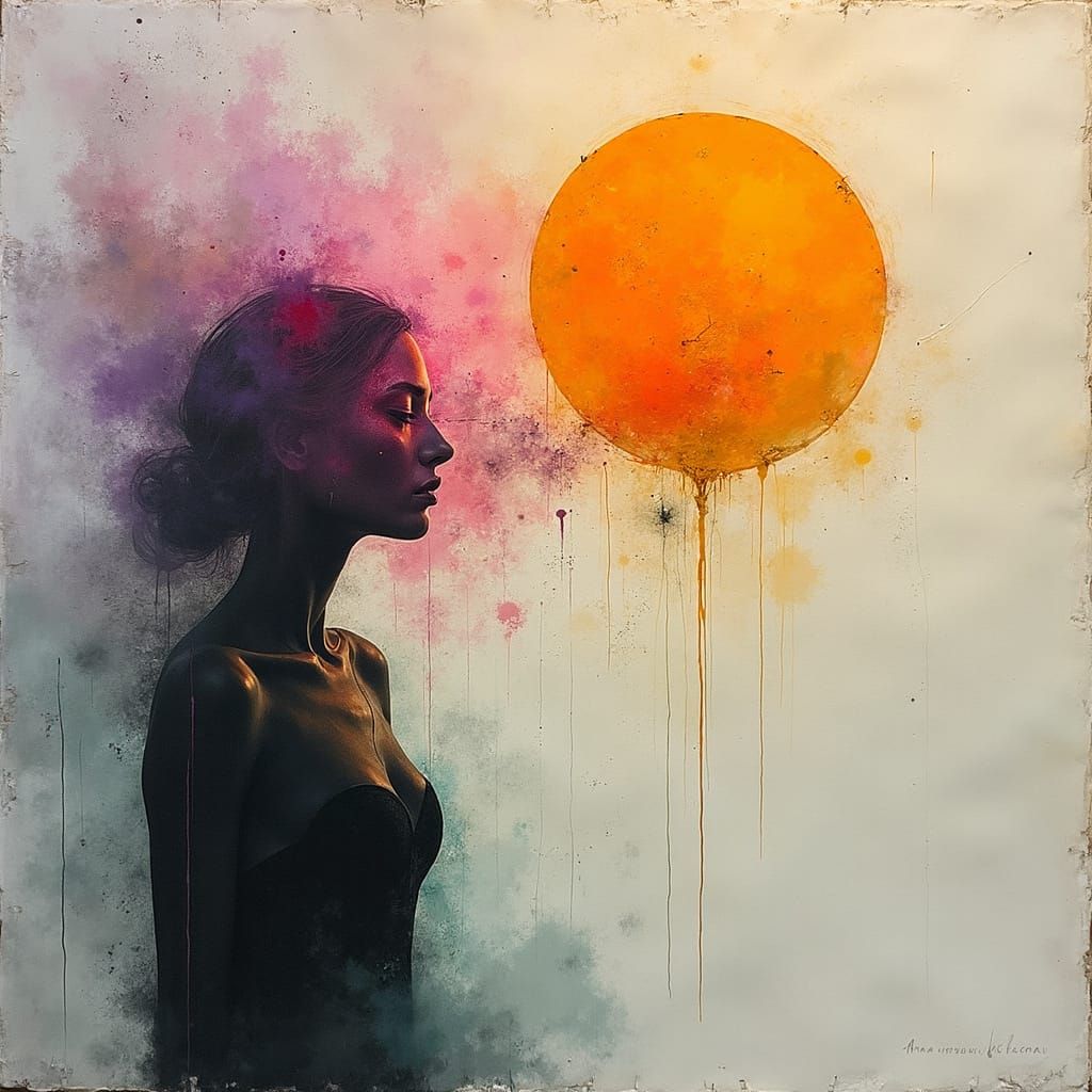 Elegant Spiritual Abstraction on Weathered Parchment