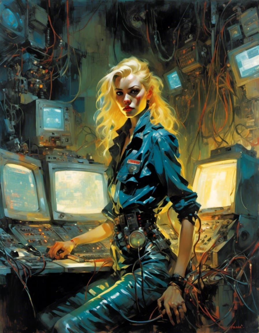 Cyberpunk Pin-Up Portrait with Chiaroscuro Lighting