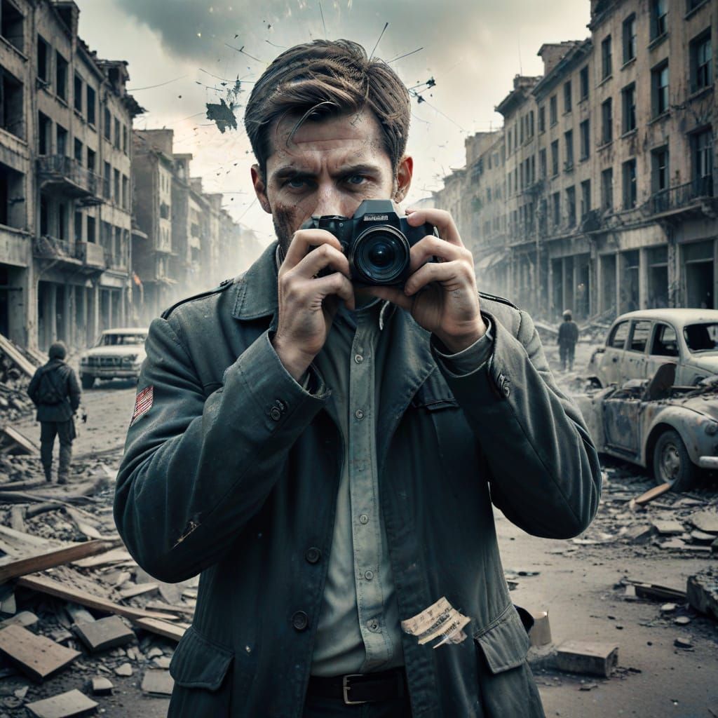 Man Photographs War-Torn City in Double Exposure Style