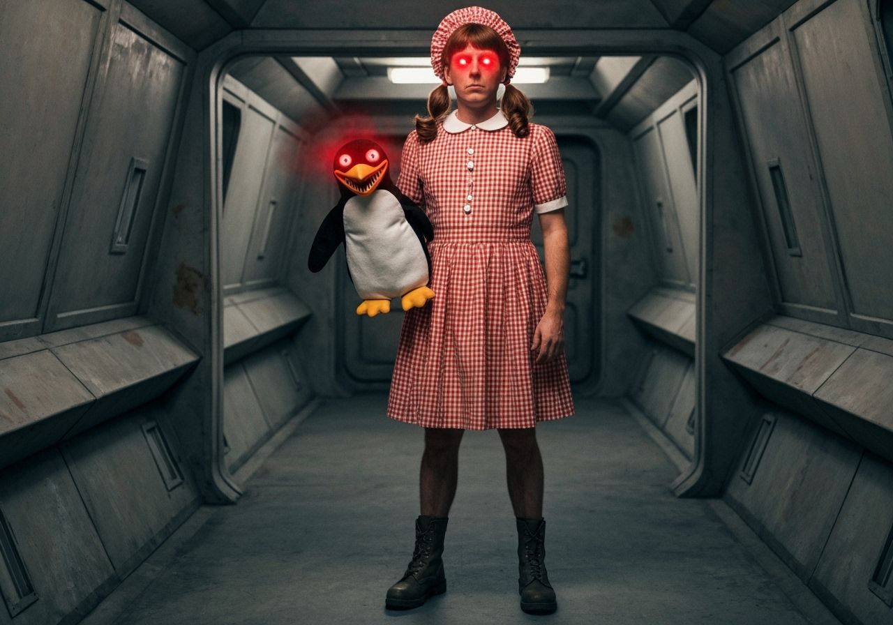 Rimmer in Gingham Dress with Hex Vision Powers