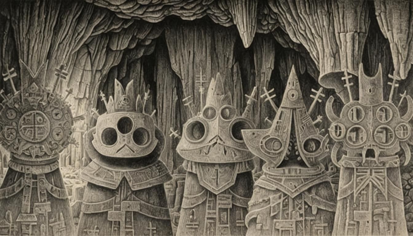 Hyperdetailed Cave Charcoal Drawing