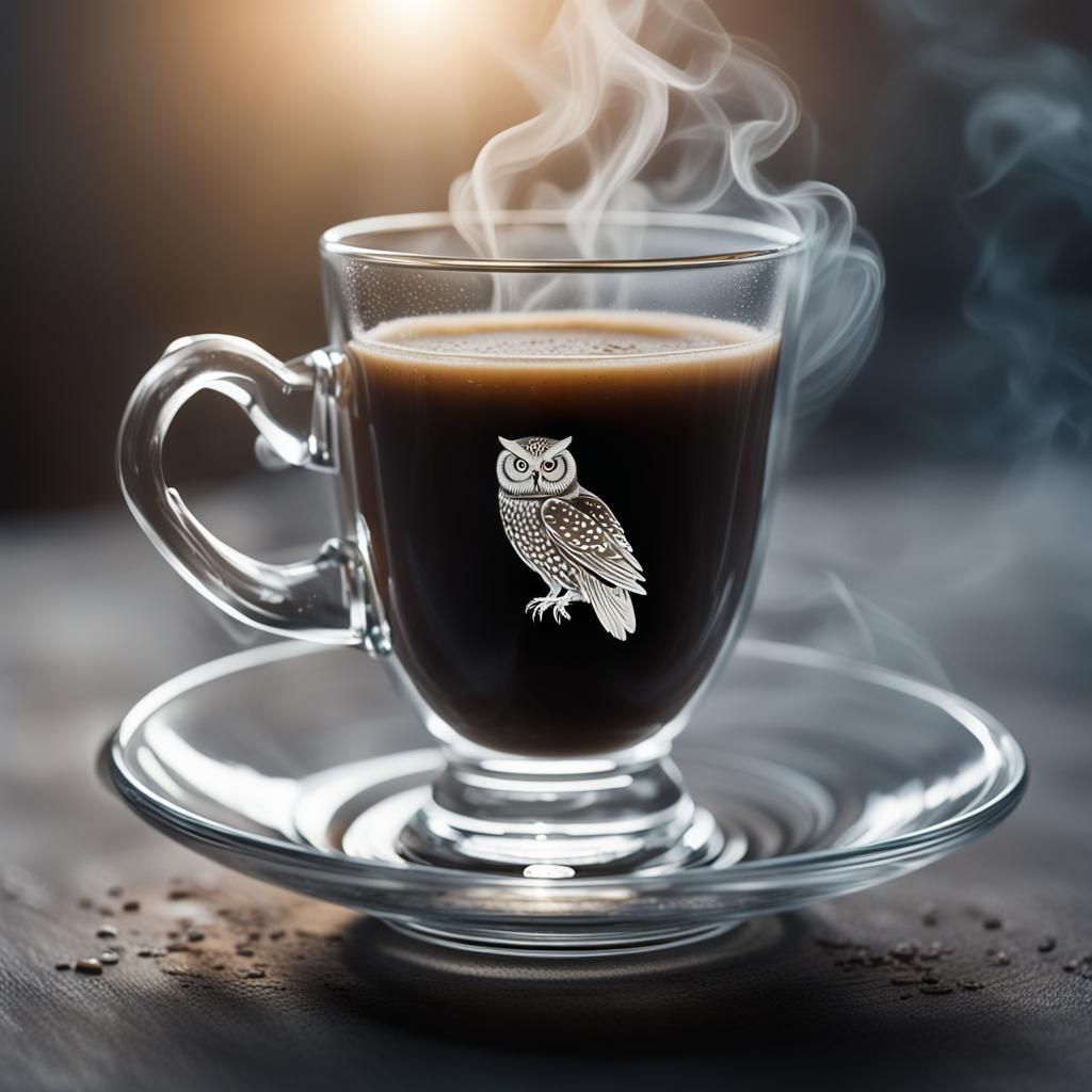 Coffee Steam Owl Shadow: Macro Photography