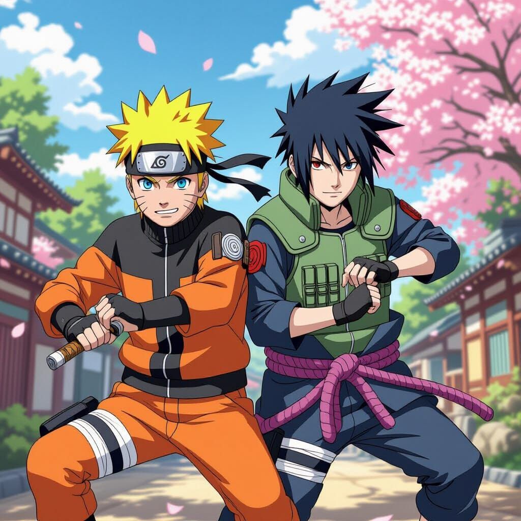 Dynamic Anime Training of Naruto and Sasuke
