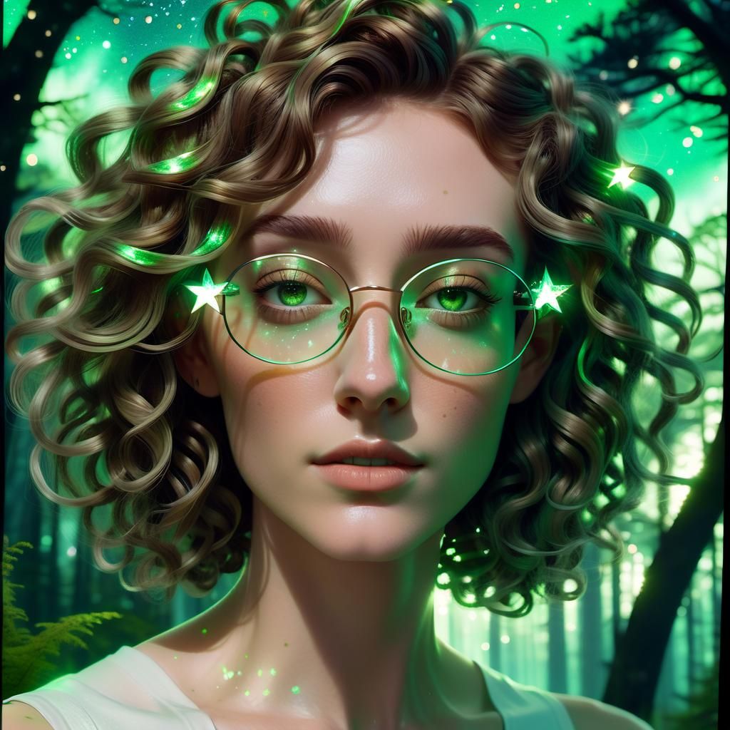 Dreamlike Portrait of Young Woman in Art Nouveau Style