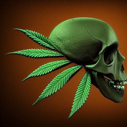 Marijuana Leaf Skull: Detailed Matte Painting