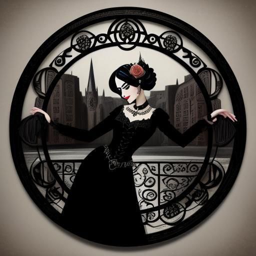 Gothic Calligraphic Roses with Art Deco Sign