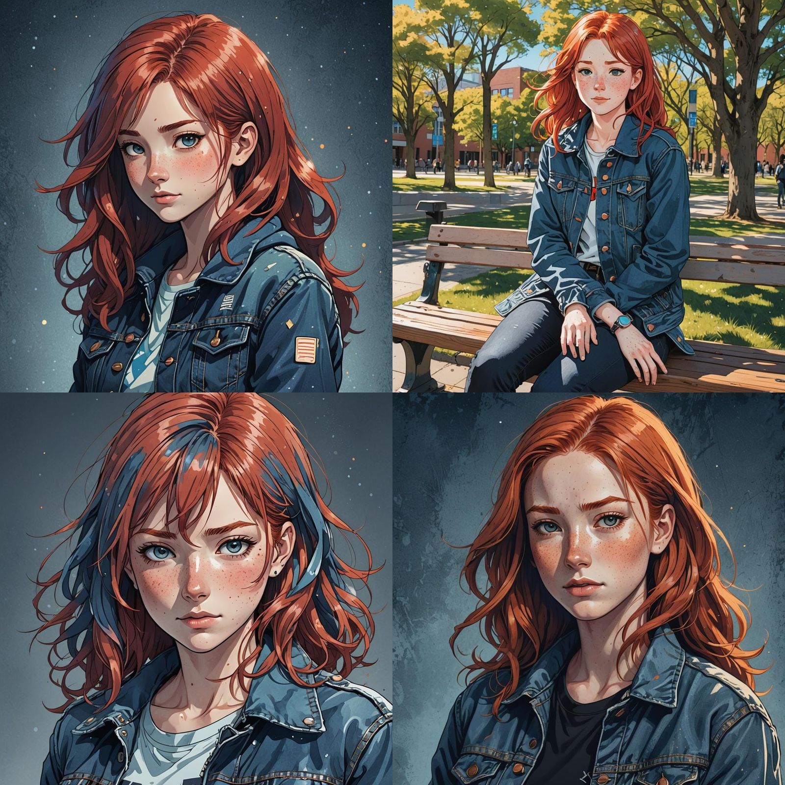 Anime Style Portrait of Redhead with Freckles