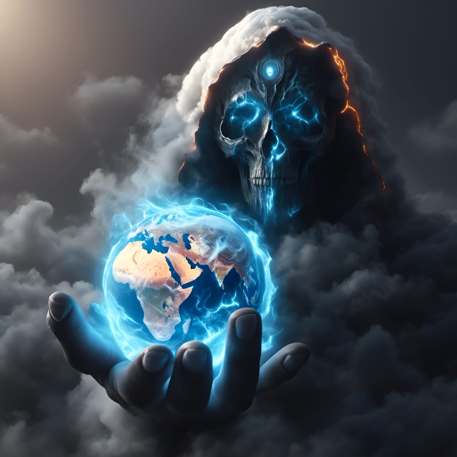 Magician Holding Earth in Fantasy Digital Art