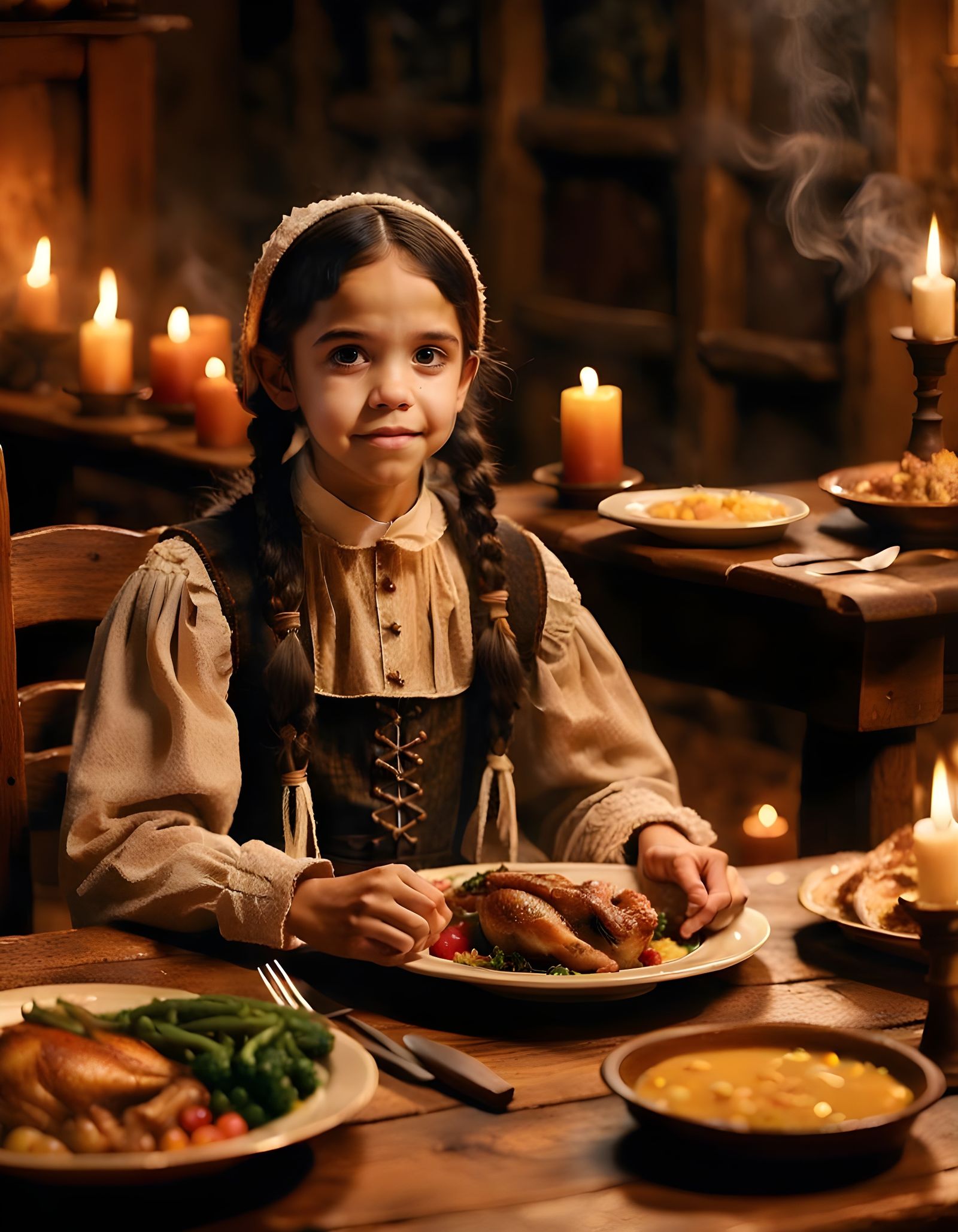 Pilgrim at Thanksgiving Dinner, Digital Portrait