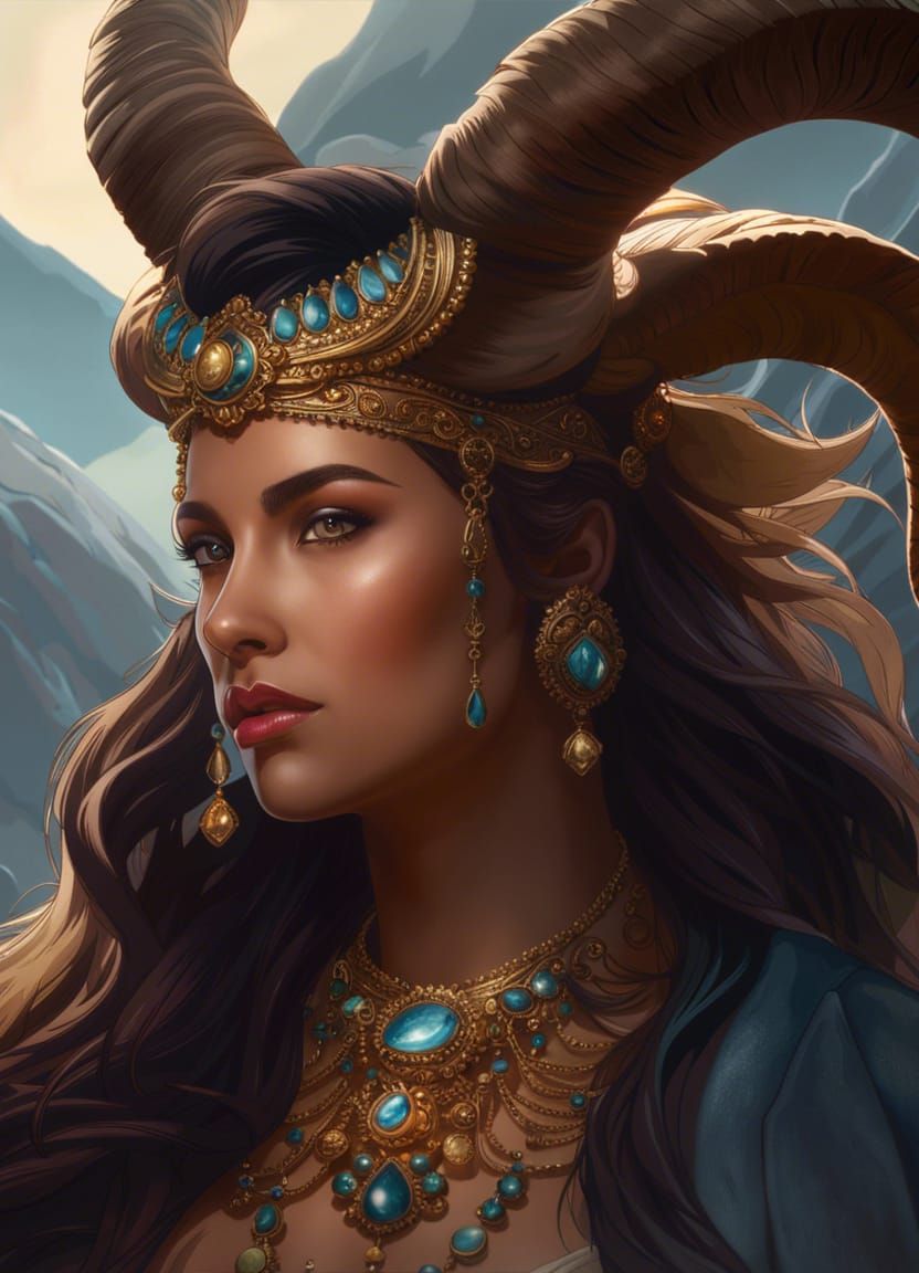 Aries the Ram Portrait in Hyperdetailed Digital Art