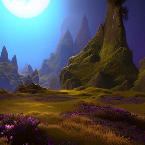 Moon Elf Island Dark Fantasy Concept Art