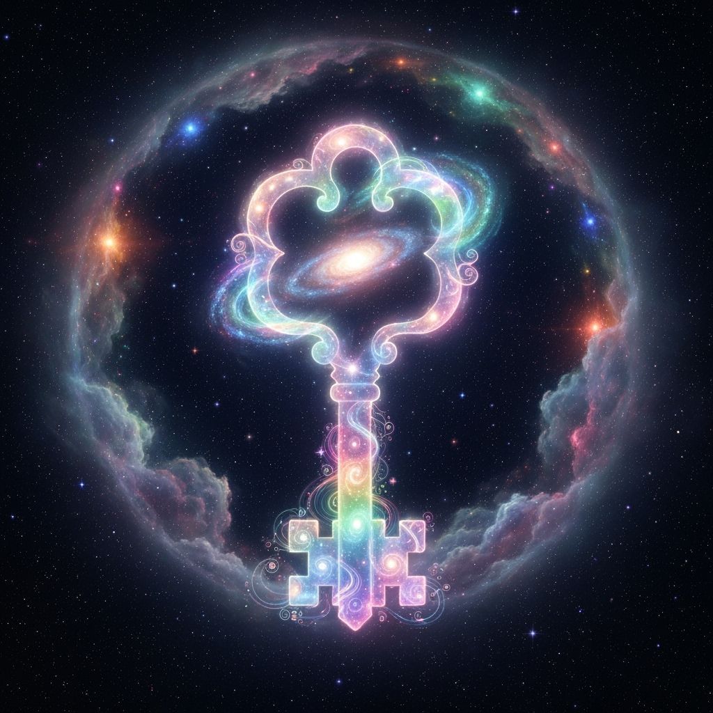 Planetary Key Radiating Cosmic Light in Dreamy Style