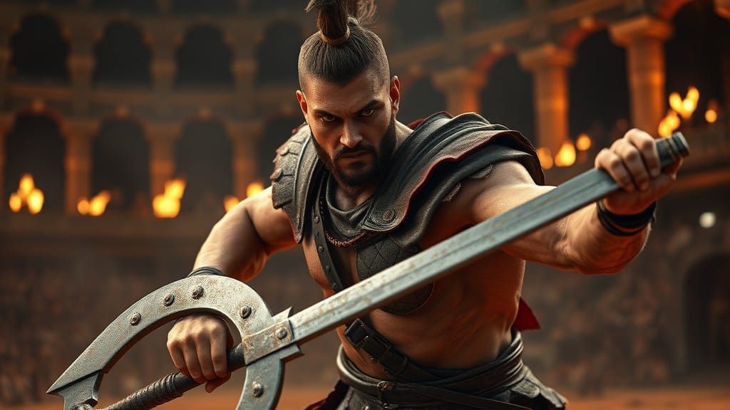 Hyper-Realistic Gladiator in Epic Battle