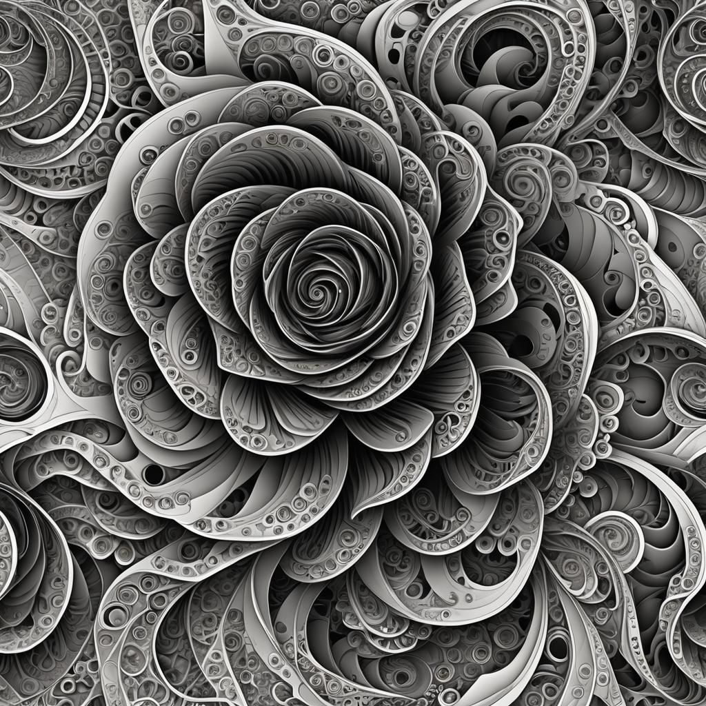 Abstract Tornado with Zentangle Fractal Design