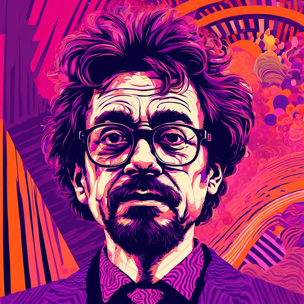 Frazzled Pop Art Portrait in Vibrant Memphis Style