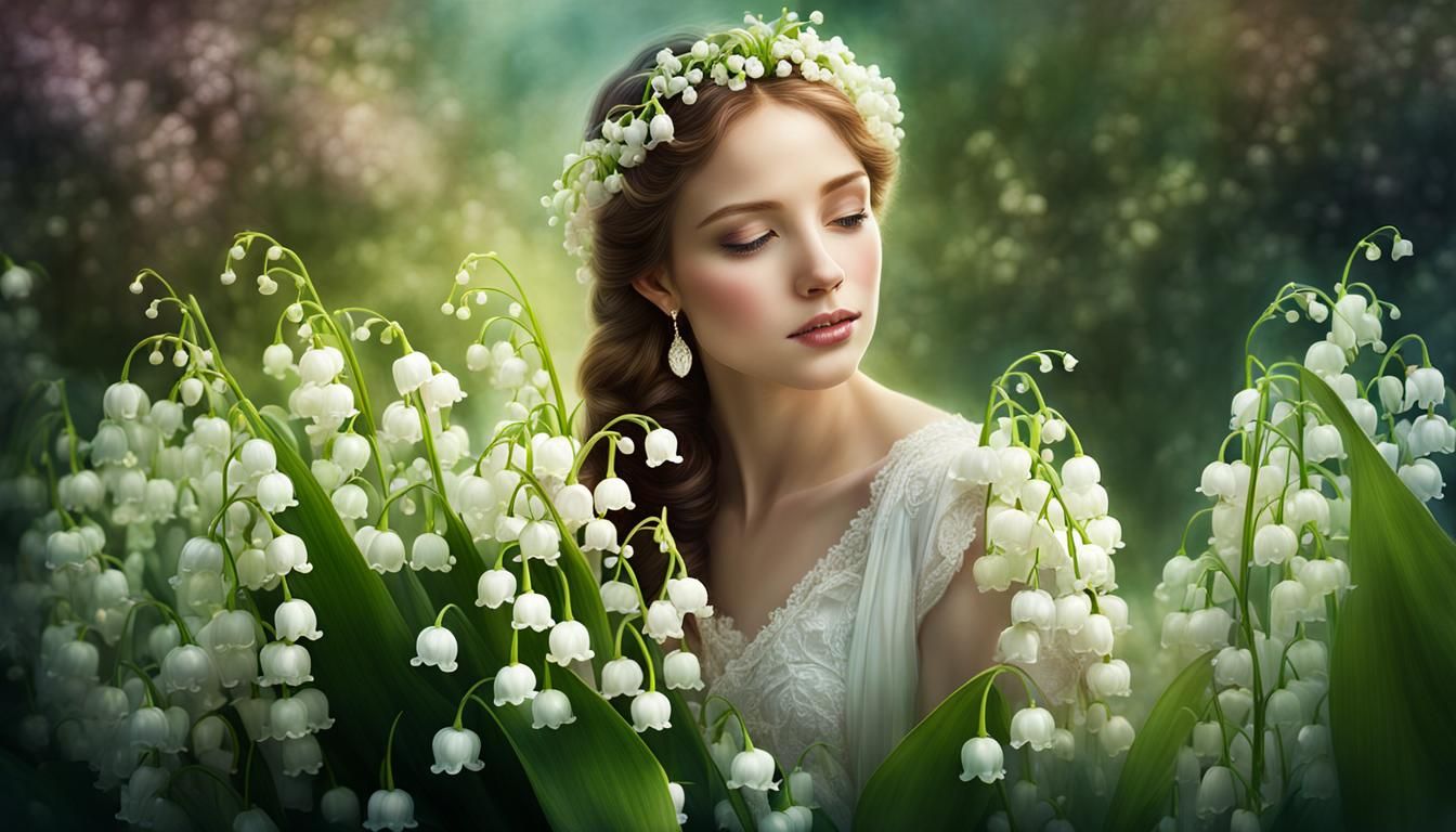 Lily of the Valley in Watercolor Clip Art Style