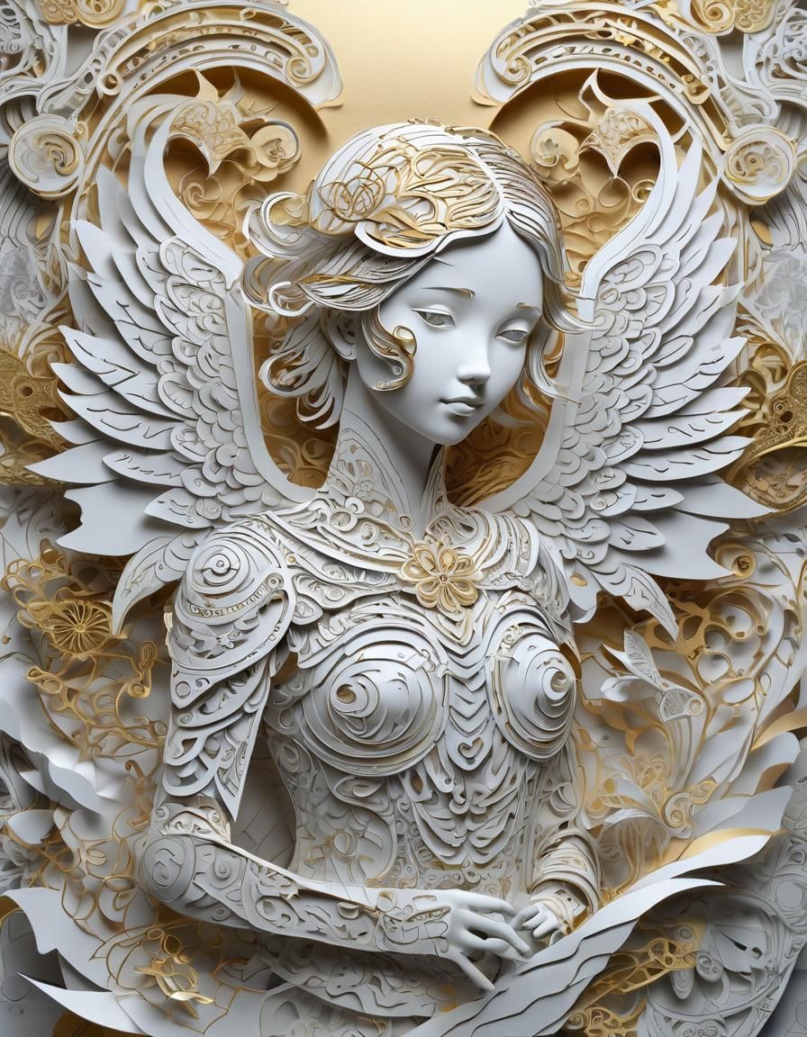 Kirigami Gold Angel
