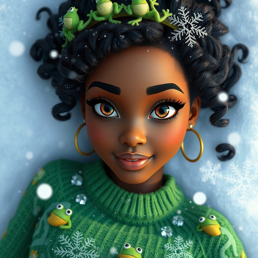 Tiana's Whimsical Winter Wonderland in Disney Style