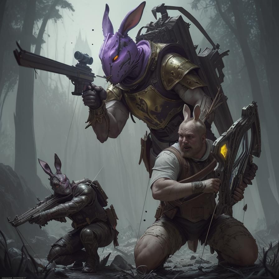 Easter Bunny vs Mr Beast: Dark Fantasy Concept Art