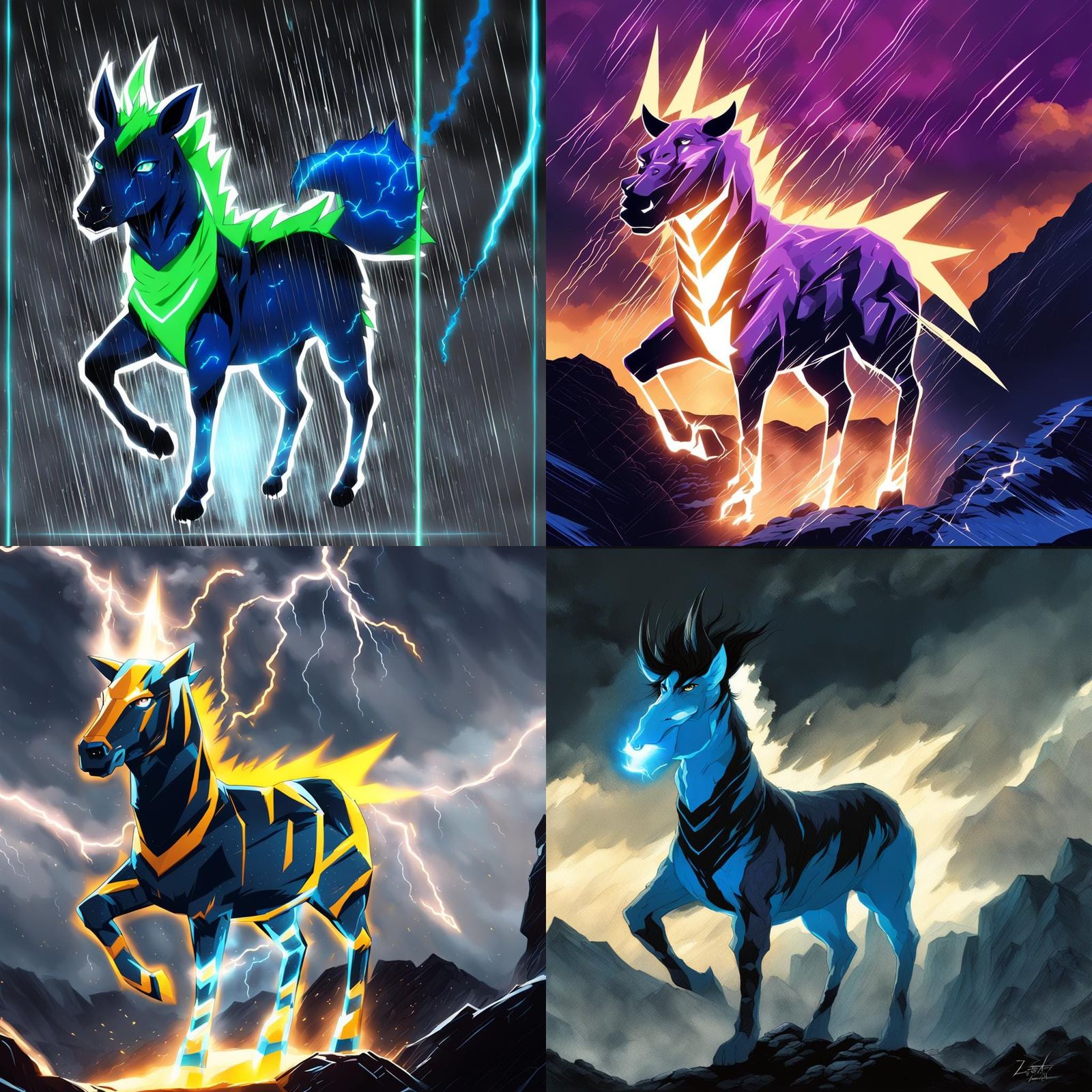 Zebstrika in Lightning Storm at Night