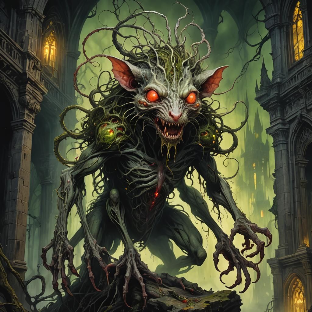 Grotesque Rodent Creature in Dark Fantasy Style