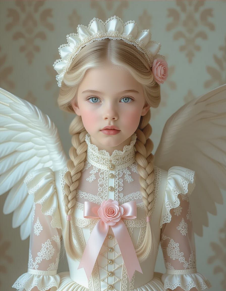 Ethereal Angelic Girl in Victorian Dress, Fine Art Portrait