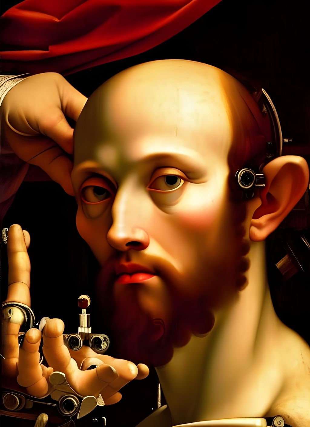 Cyborg King Portrait in Renaissance Style