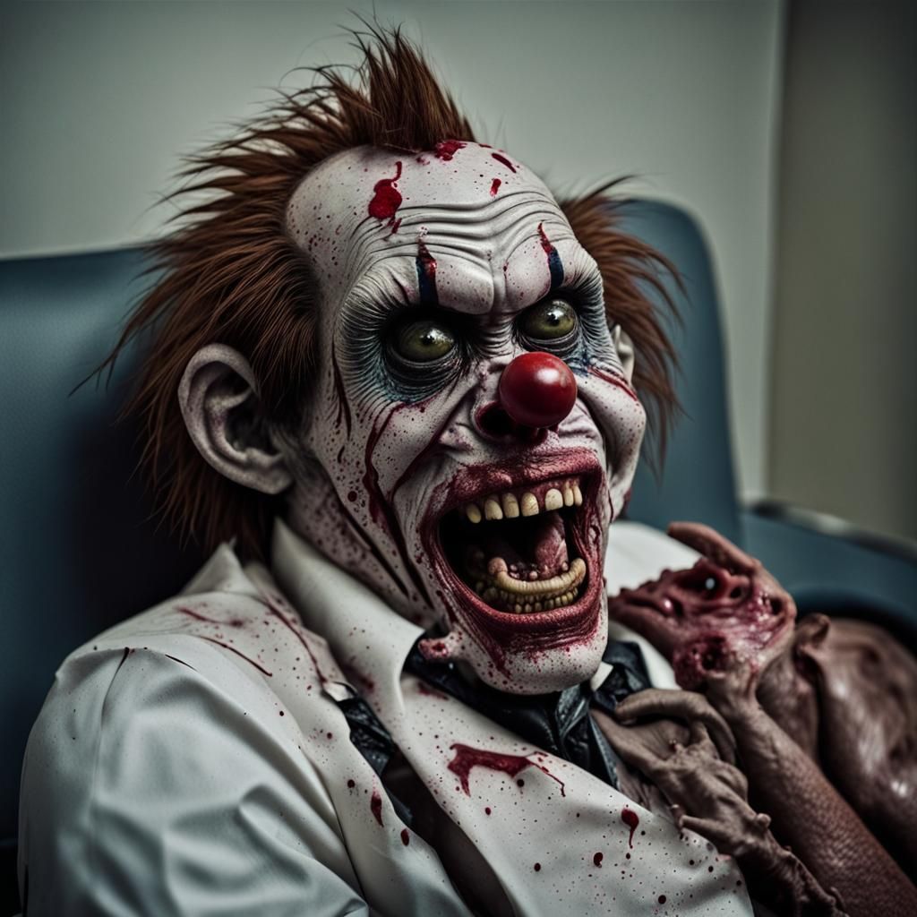Zombie Monkey Clown Psychiatrist Exam Room Portrait