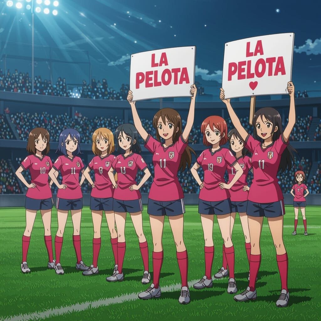 Pink Soccer Team in Manga Style, Studio Trigger Inspired