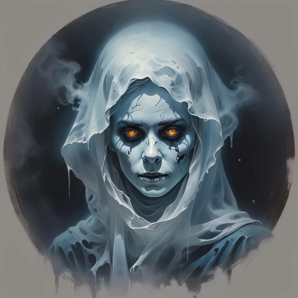Ethereal Ghost Portrait in Detailed Splash Art Style