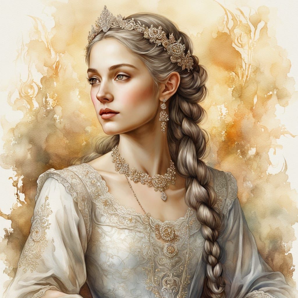 Elegant Elven Woman Portrait in Renaissance Style