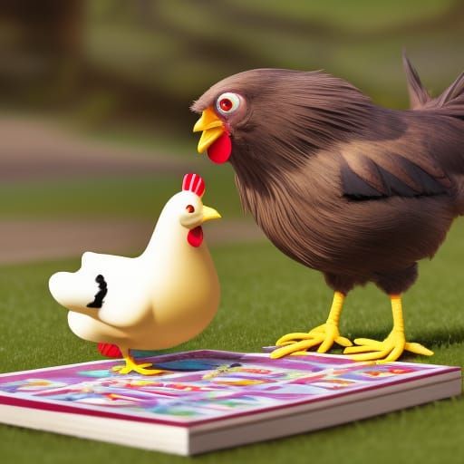 Chicken and Goose Playing Board Game in 3D