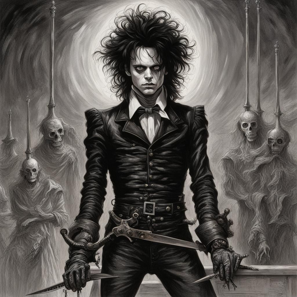 Edward Scissorhands in Dark Gothic Style