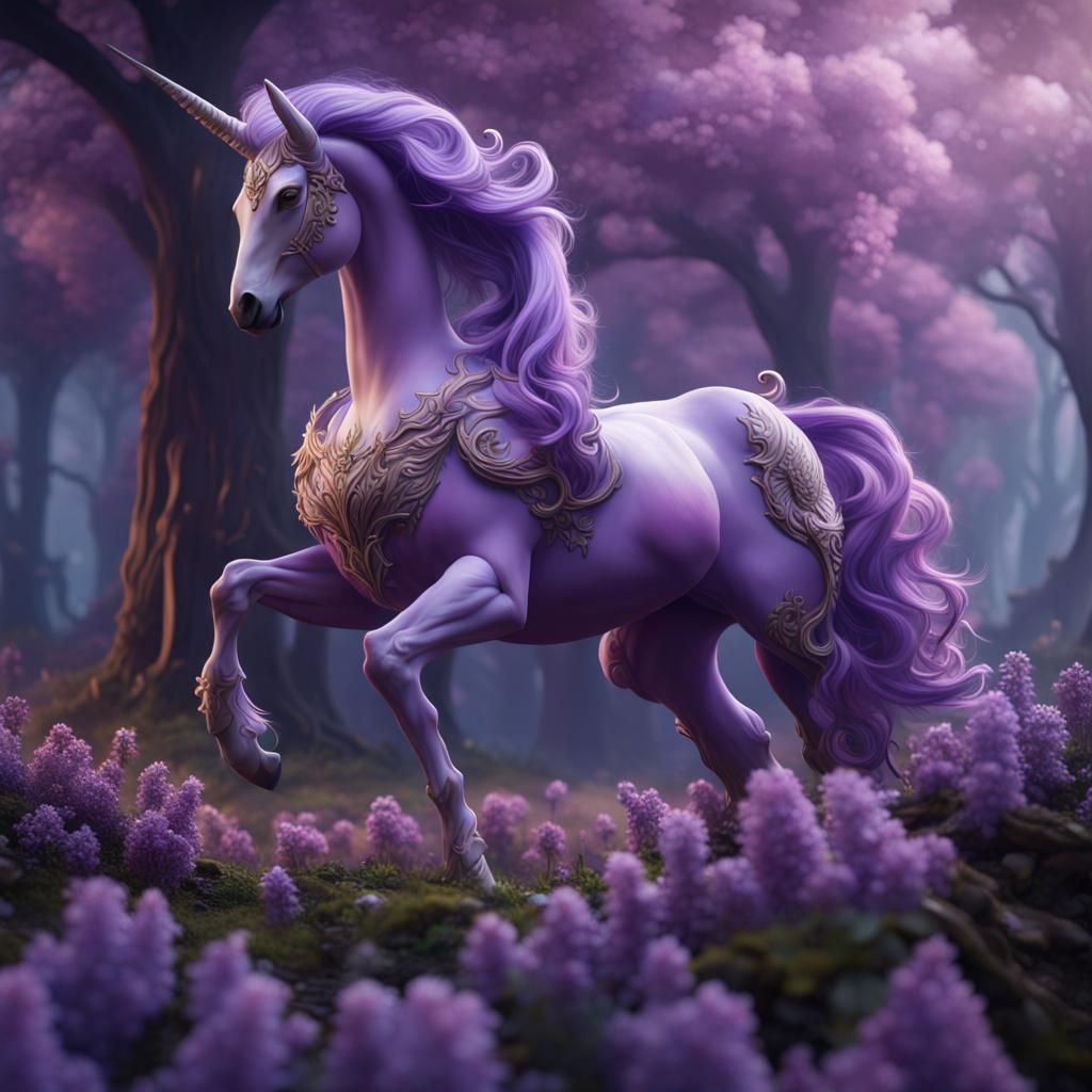 Fantastical Lilac Alicorn in Detailed Matte Painting
