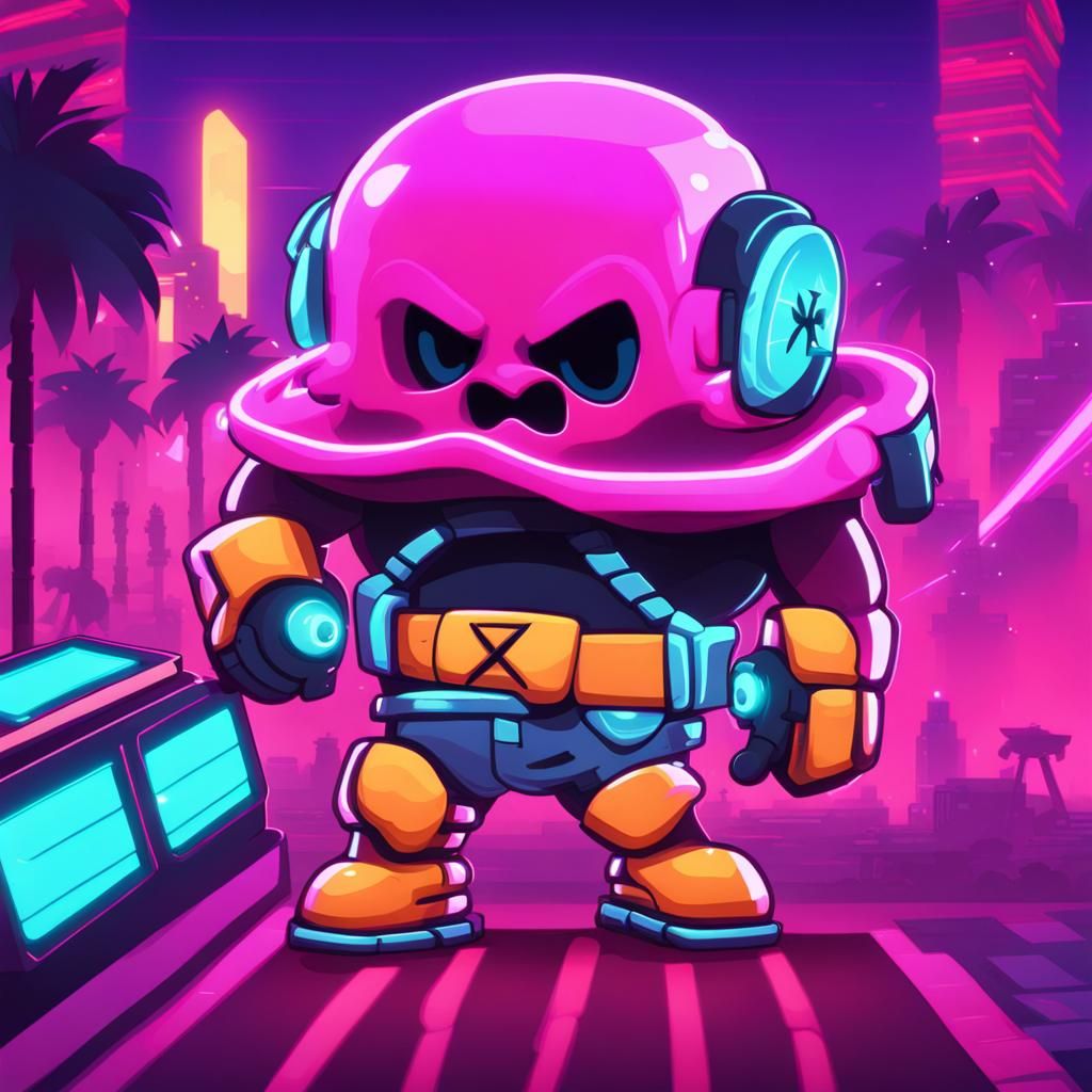 Brawl Stars in Synthwave Neon Retro Style