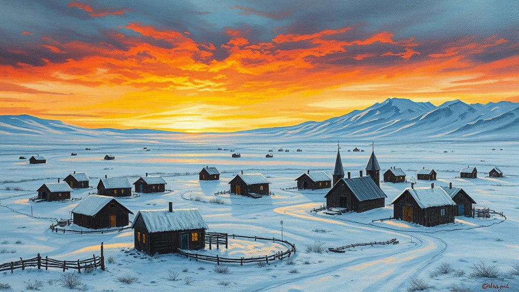 Winter Landscape in Mixed Media Masterpiece Style