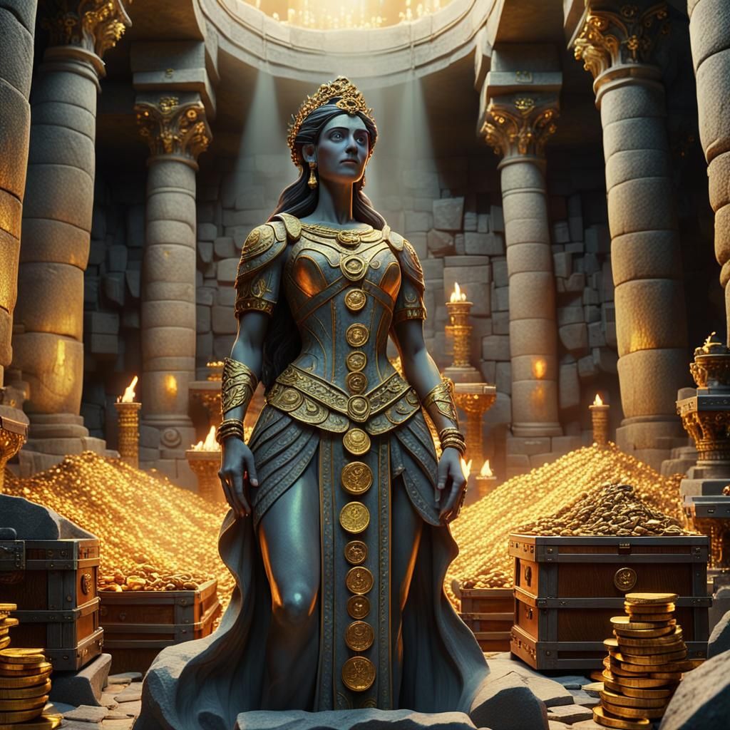 Marble Statue in Subterranean Treasure Cave