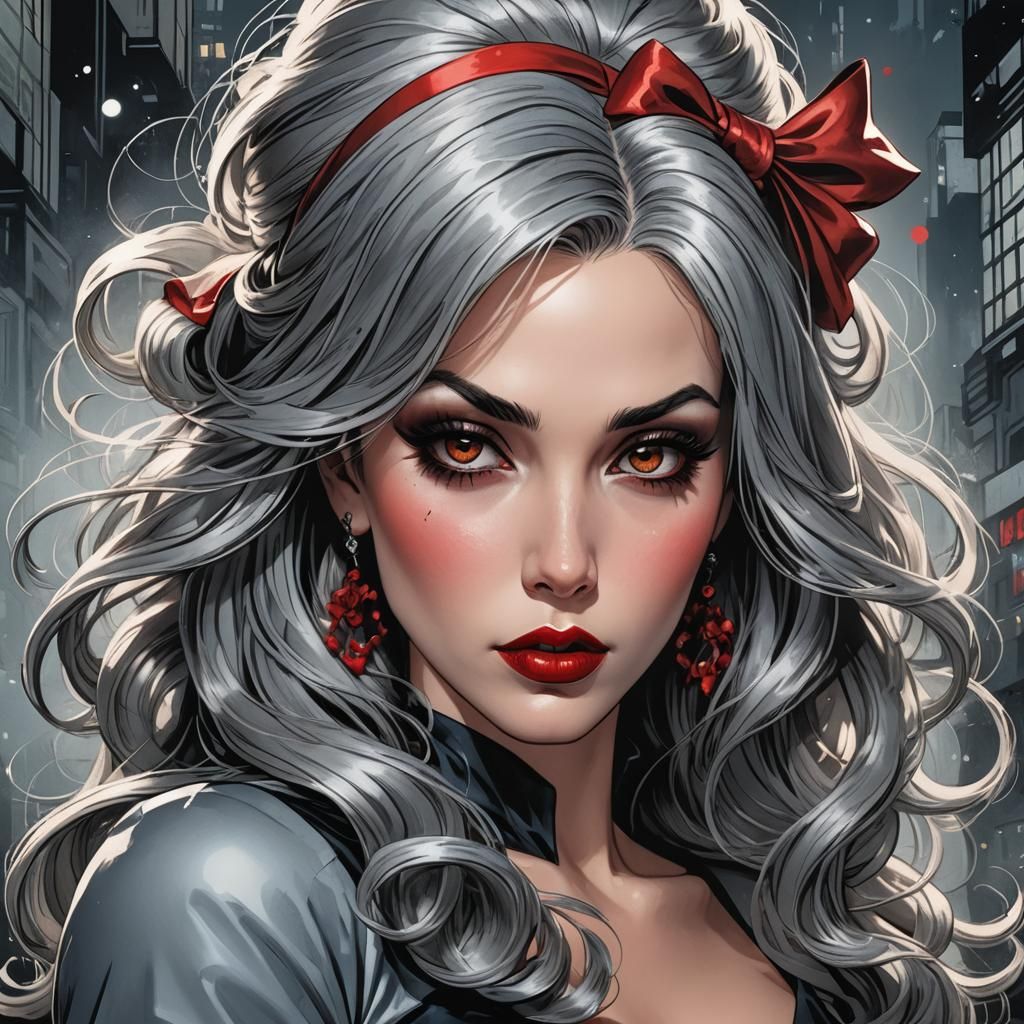 Stunning Woman with Smoky Eyes in Comic Book Style