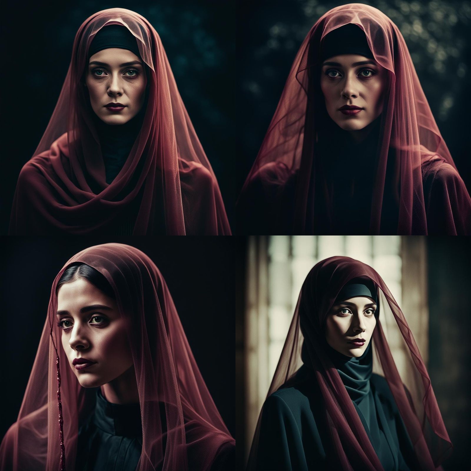 Elegant Veiled Woman in Cinematic Style