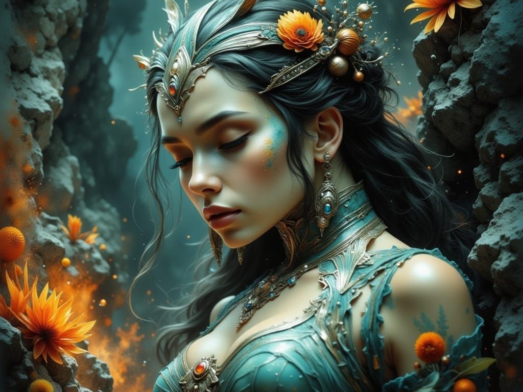 Fantasy Warrior and Priestess in Dynamic Panoramic View