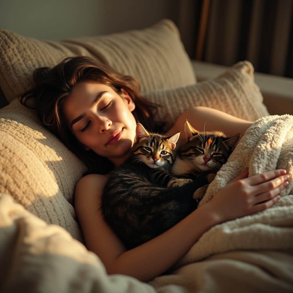 Cozy Moment with Lovable Feline Friends