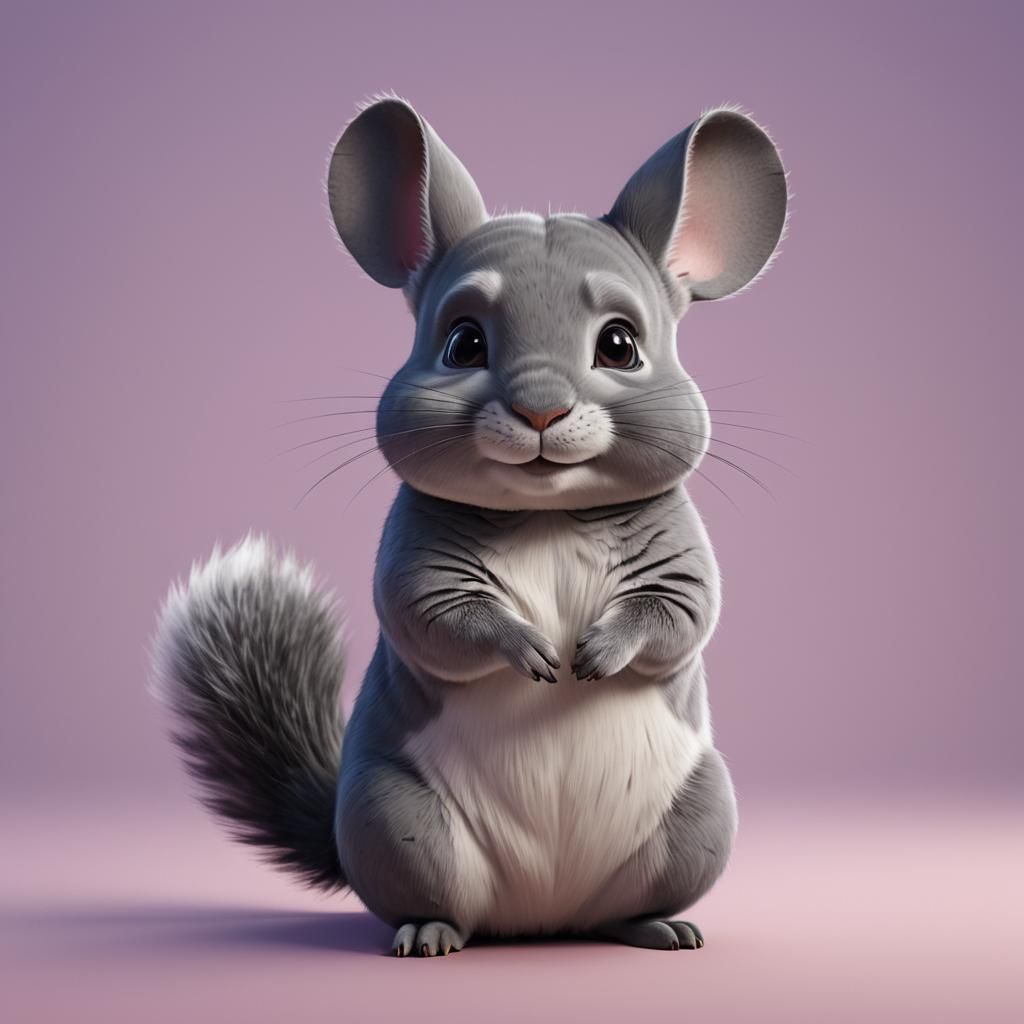 Chinchilla in Pixar-Inspired 3D Digital Art