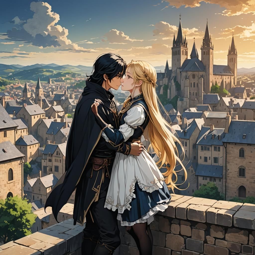 Anime Style Lovers Overlook Medieval City