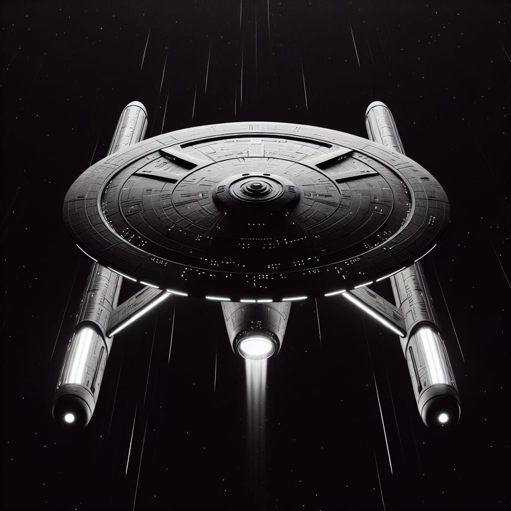 Futuristic Starship in Deep Space