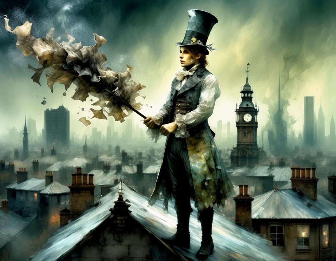 Victorian Era Chimney Sweep in Impasto Digital Oil Style